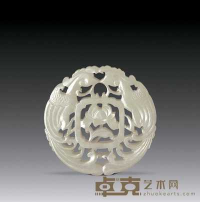 清中期 白玉透雕双凤纹珮 直径5.5cm